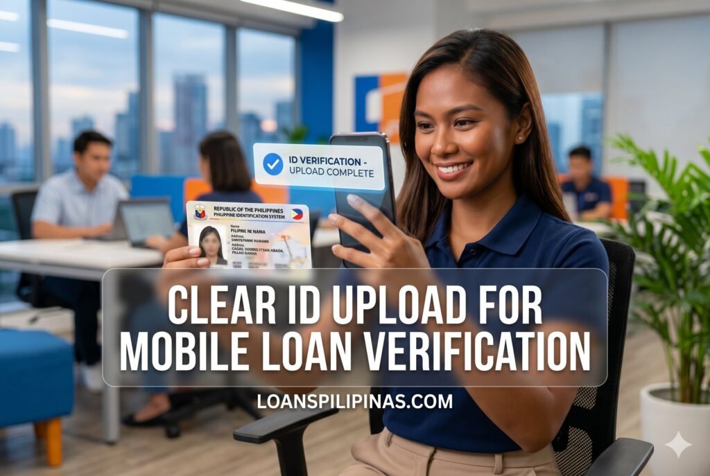 Borrower taking a high-quality photo of a Philippine government ID for instant cash loan verification