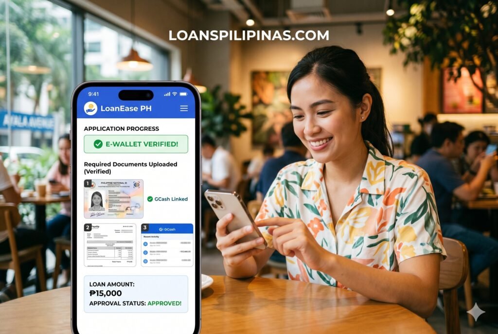 First-time borrower linking e-wallet and bank details for instant cash loan approval in the Philippines