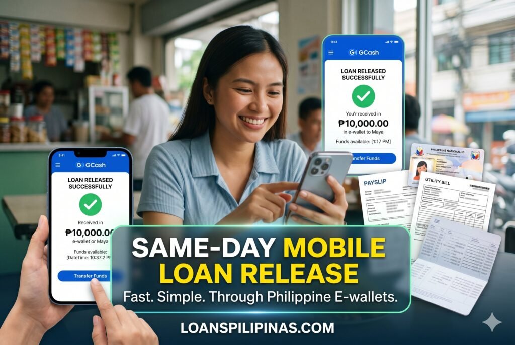 Instant cash loan Philippines same-day release process using mobile wallet disbursement and digital verification