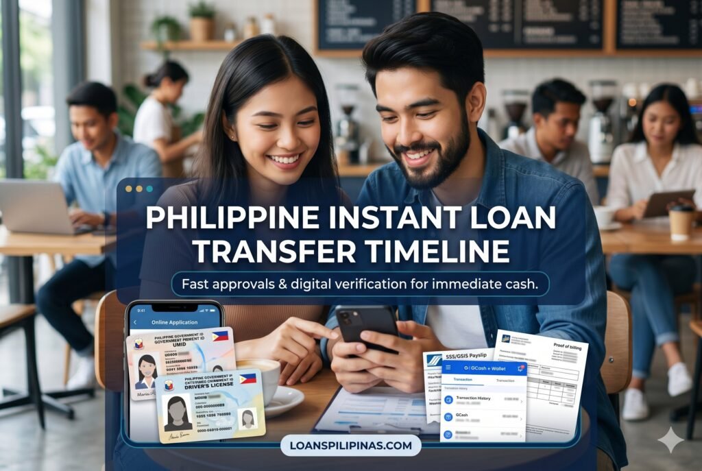 Same day instant cash loan Philippines timeline showing approval, disbursement queue, InstaPay, PESONet, and e-wallet release stages