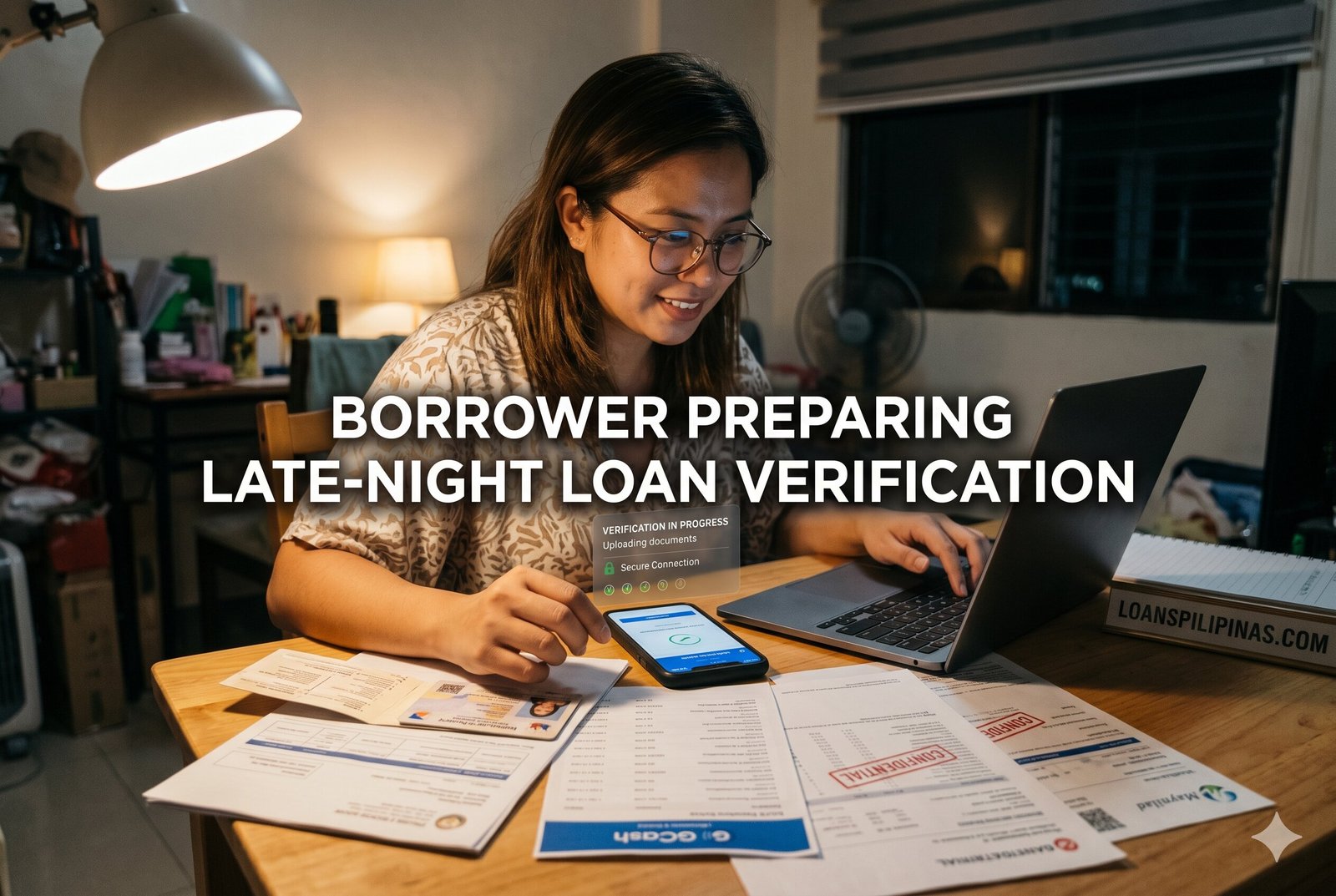 borrower preparing ID verification and e-wallet setup for overnight digital loan approval
